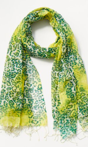 棉質多彩印花圍巾 - 綠石子