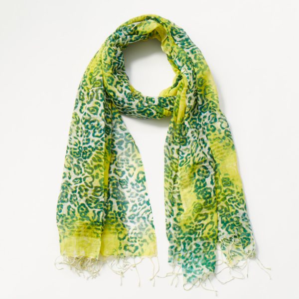 棉質多彩印花圍巾 - 綠石子