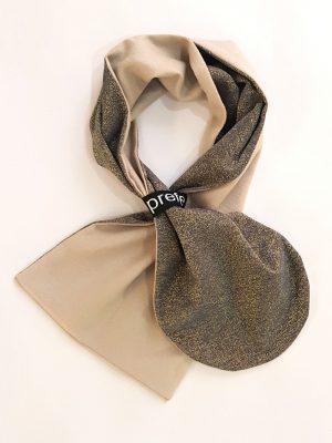 雙面造型圍巾-沙色×金閃閃