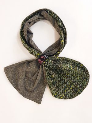 雙面造型圍巾-復古綠×金閃閃