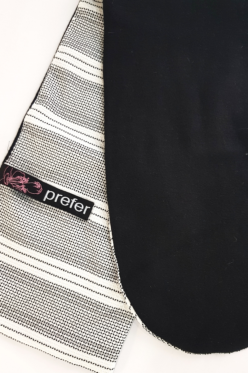 雙面造型圍巾-黑白點線×極致黑