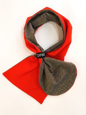 雙面造型圍巾-大紅×金閃閃