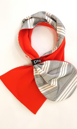 雙面造型圍巾-大紅×黑白點線
