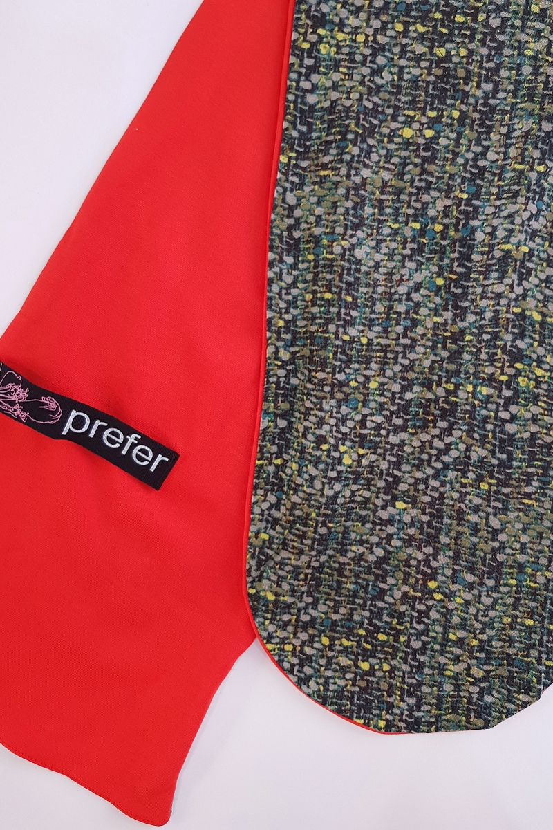 雙面造型圍巾-大紅×復古綠