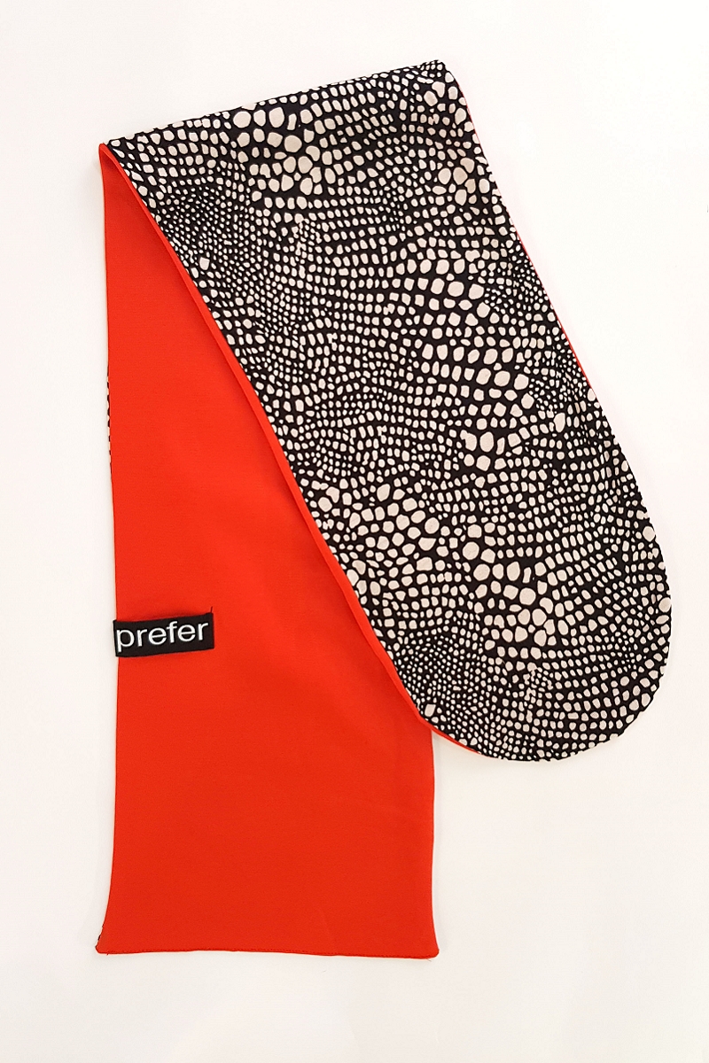 雙面造型圍巾-大紅×碎石子