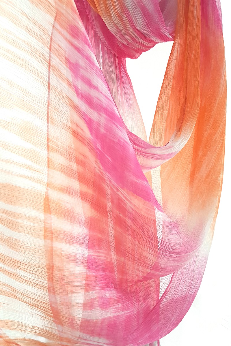 蠟染圍巾︱靈光乍現-粉橘漸層
