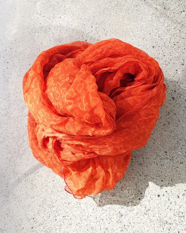 蠟染圍巾︱勿忘我-橘紅