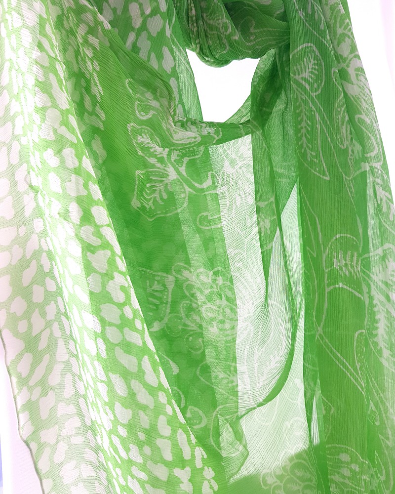 蠟染圍巾︱理性與感性-亮綠