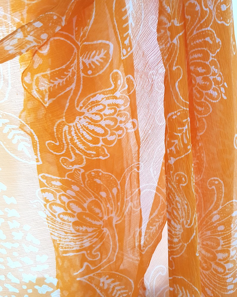 蠟染圍巾︱理性與感性-裸橙